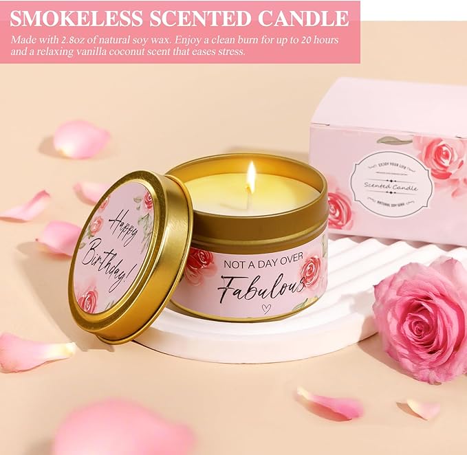 Birthday Gifts for Women - 13PCS Unique Happy Birthday Gifts Basket for Mom Her Best Friend Sister Wife Girlfriend Coworker - Relaxing Spa Self Care Package Get Well Soon Gifts Set (Rose) - Bloomnest