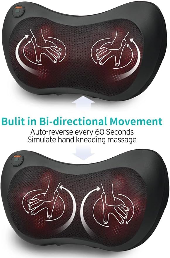 Back Massager with Heat Massagers for Neck - Shiatsu Kneading Massage Pillow for Back, Shoulder, Leg Pain Relief - Body Muscle Pain Relief Use at Home,Car,Office Christmas Gifts for Women/Men - Bloomnest