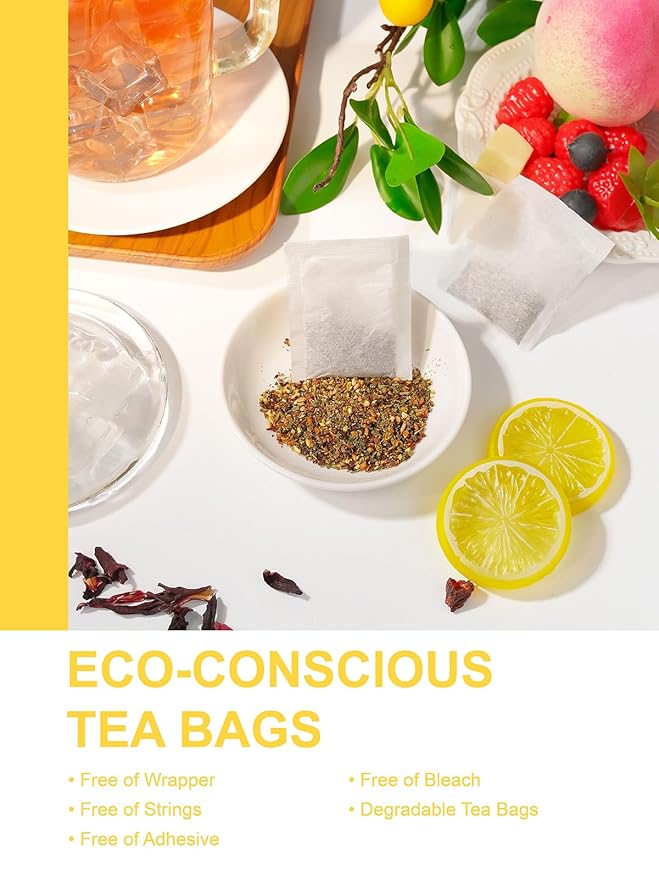 TeeLux Mango Peach Iced Tea, Rosehips Tea with Hibiscus & Chamomile & Lemon Balm, Refreshing Tart & Sweet Taste, Caffeine Free, 100 Count - Bloomnest