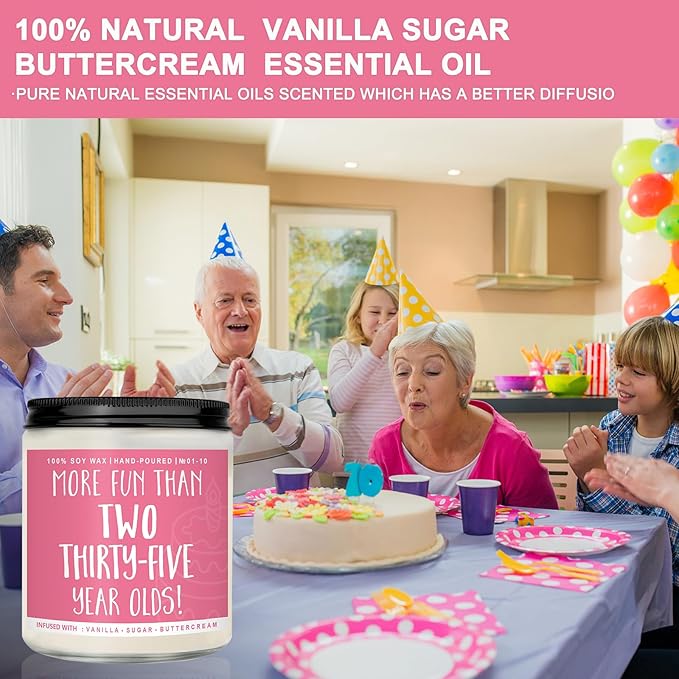 70th Birthday Gifts for Women, Perfect Birthday Present, Funny Presents for Mom, Friends, Wife, Sister, 7oz Vanilla Cream-Scented Candle - Bloomnest
