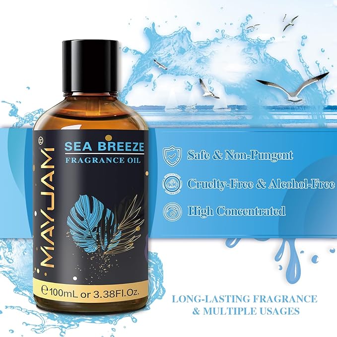 MAYJAM 100ML/3.38FL.OZ Sea Breeze Fragrance Oils with Glass Dropper, Essential Oils for Diffusers for Home, Long Lasting Scented Oils for Diffusers Soap Candle Making - Bloomnest