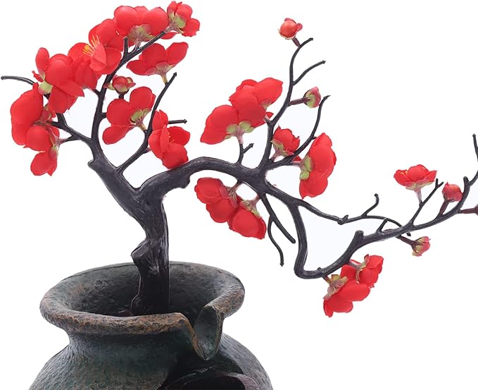 Tabletop Fountains Indoor Water Fountains Flower Vase Fountain with Water Flow & Artificial Bouquet, Mini Tabletop Waterfall Fountain, Desktop Fountain for Office (Style 12)