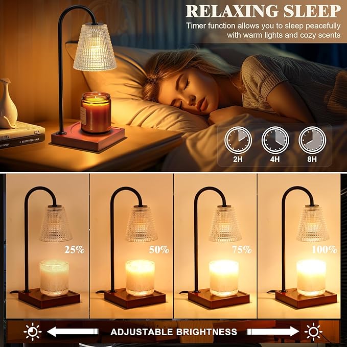 Hong-in Candle Warmer Lamp with Timer-Dimmable Black Candle Warmer,New Mom Gifts,House Warming Gifts New Home Bedroom Decor,Wax Warmer for Scented Wax Jar Candles