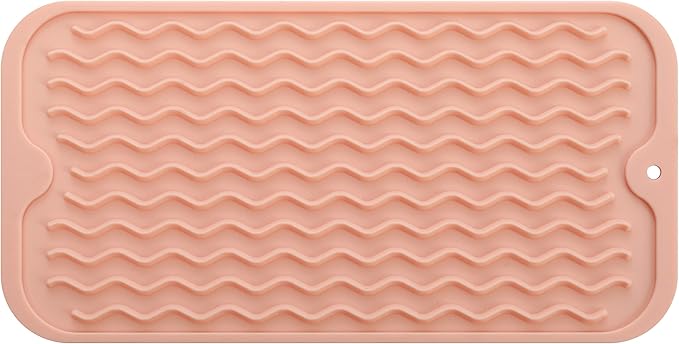 Silicone Dish Drying Mat for Multiple Usage,Easy clean,Eco-friendly,Heat-resistant Silicone Mat for Kitchen Counter or Sink,Refrigerator or Drawer Liner Pink S 12 inches x 6 inches - Bloomnest