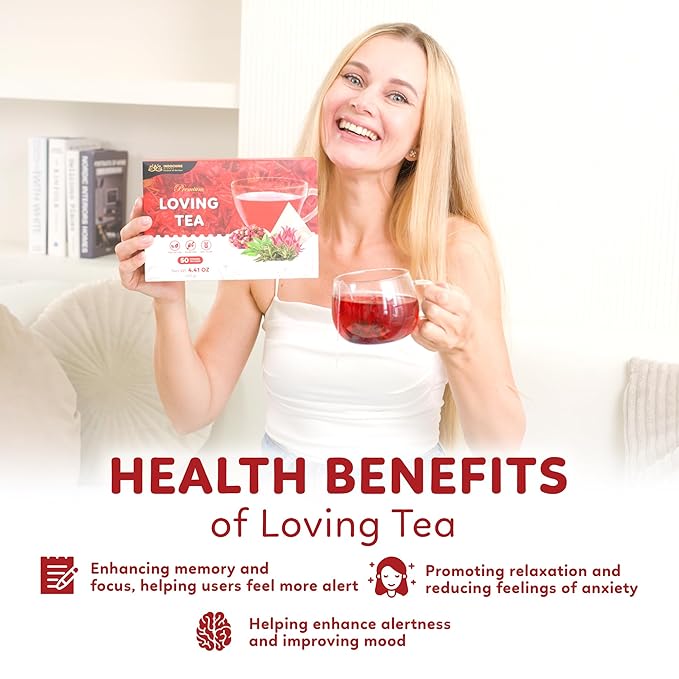 Indochine Blends Loving Tea | Hibiscus Tea Bags | Hibiscus & Organic Rosemary, Black Tea, Rose | Sugar-Free, Caffeine-Free Herbal Tea for Relaxation | 4.4 oz | 50 Corn-Fiber Pyramid Bags - Bloomnest