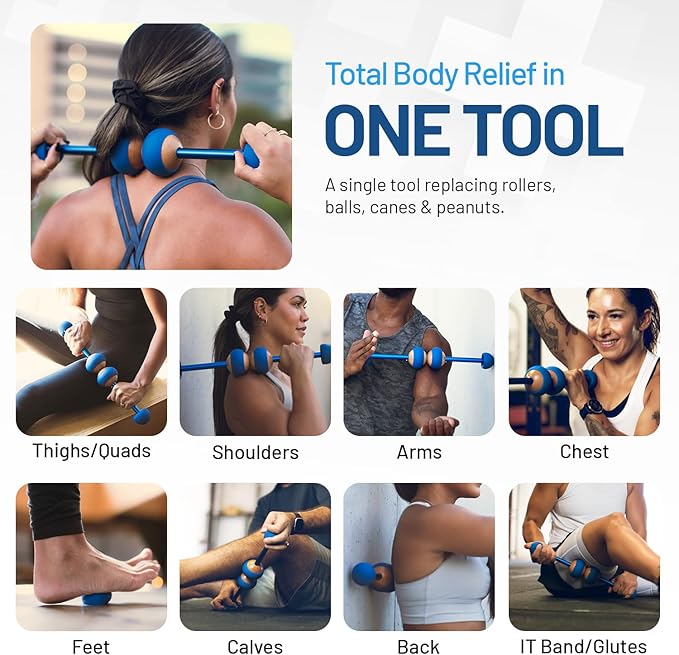 MOBO 7-in-1 Muscle Roller Stick – Full-Body Massage Roller for Myofascial Release, Trigger Point Therapy, Muscle Recovery, Deep Tissue Leg & Back Pain Relief, Physical Therapy, Gym & Travel Use - Bloomnest