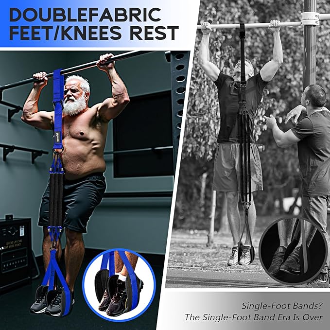 Pull Up Assistance Bands, Adjustable Heavy Duty Resistance Band for Pull Up, 3 Pull Up Bands, Comfortable Fabric Feet/Knee Rest, Assistance Bands for Pull-Up, Home Fitness, Body Stretching - Bloomnest