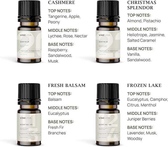 VINEVIDA [Set of 8] Christmas Scents for Candle Making, Made in USA Candle Fragrance Oil, Soap Making Essential Oils, Diffuser Oil Scents - Bloomnest
