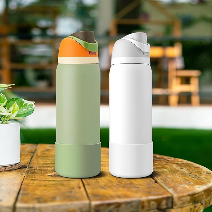 2PCS Silicone Water Bottle Boot for Owala 24oz 32oz 40oz, Anti-Slip Protective Sleeve Bottom Bumper Protector for FreeSip, Twist, and Flip Stainless Steel Water Bottles Alwenid