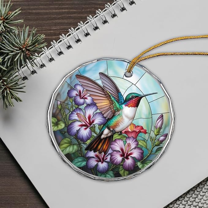 Hummingbird Glass Ornament – Handcrafted Hanging Decoration, Elegant Keepsake with Unique Hummingbird Design, for Home, Holiday Tree, or Special Occasion - Bloomnest