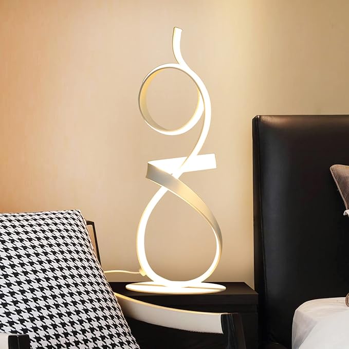 21inch High Brightness LED 3Color Touch Dimming Table Lamp for Bedside Lamp,Art Decorative Light,Stepless Dimmable Bedside Light，white Lights,modern lamps table,bedroom nightstand lamps(White) - Bloomnest