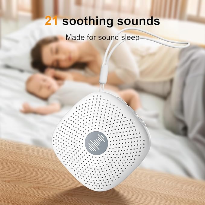 White Noise Machine,Portable Sound Machine for Baby Adult,21Soothing Sound,Auto-Off Timer,Noise Canceling for Office & Sleeping, Compact Size for Home,Travel,Registry,White - Bloomnest