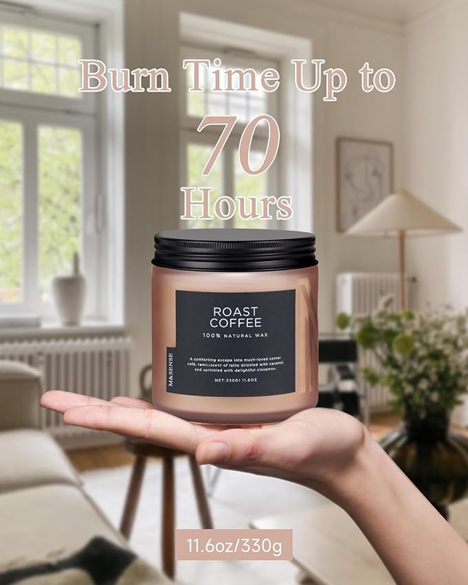 M&SENSE Coffee Candles Scented Strong, 2 Wick 11.6oz 70 Hours Burning Time Organic Natural Soy Wax Candle for Bedroom Kitchen Home Decor, Housewarming Gift for Men and Women - Bloomnest