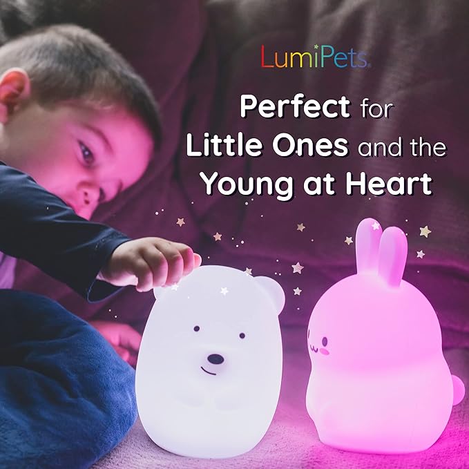 Lumipets Remote Control Silicone Night Light for Kids - Lion Design with 9 Soft Colors & Sleep Timer - Rechargeable, Battery-Operated Lamp for Bedroom | Baby Nursery, Toddler, Girls, Boys - Bloomnest