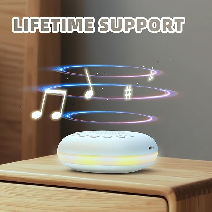White Noise Sound Machine, Portable Sound Machine for Sleep Baby, Kids & Adults, 20 Travel Soothing Sounds Brown/Pink Noise/Lullaby, Rechargeable, Timer, Memory & Night Light for Home, Nursery