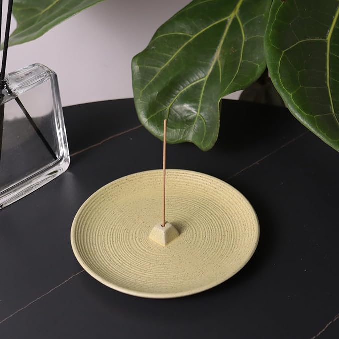 Insence-Stick Holder Ceramic Incense Holder for Sticks Simple Style Incense Burner Insence Tray for Set for Office Yoga Livingroom and Outdoors (Yellow) - Bloomnest