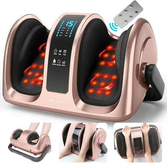 CARESKY® Shiatsu Foot Massager with Heat, Rolling Deep Kneading, Feet Massager Machine for Plantar Fasciitis, Neuropathy Pain, Size up to 14", Multiple Modes
