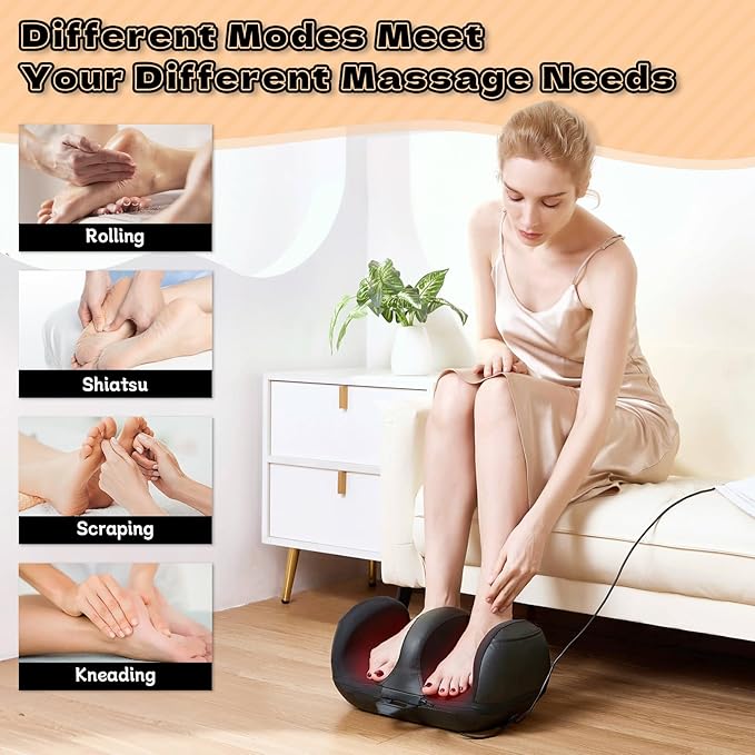 Foot Massager with Heat, Shiatsu Foot Massager, Calf and Foot Massagers, for use at Home and Office, Gift for Wife, Mother - Bloomnest