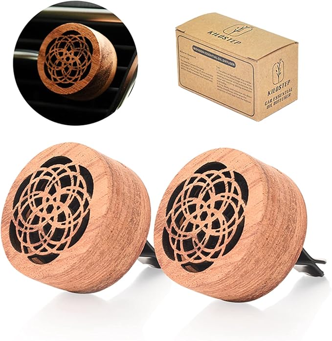 Essential Oil Car Diffuser, 2 PCS Car Aromatherapy Wood Diffuser with Vent Clip - Bloomnest