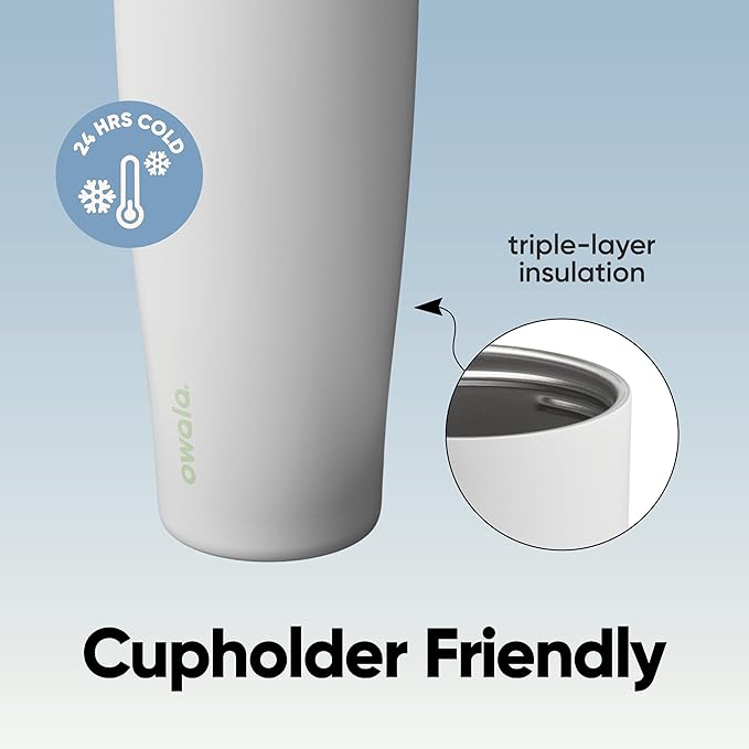 Owala FreeSip Tumbler Insulated Stainless Steel Water Bottle with Built-in Straw and Side Handle, For Travel, Work, School, and Sports, 40oz, BPA Free, Leak Proof, Iced Breeze Owala
