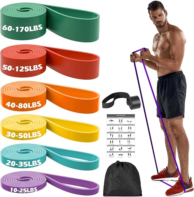 Zacro Resistance Bands, 6 Resistance Levels Pull Up Assistance Bands, Exercise Bands for Men&Women, Heavy Duty Resistance Band Set with Door Anchor, for Working Out, Muscle Training, Physical Therapy - Bloomnest