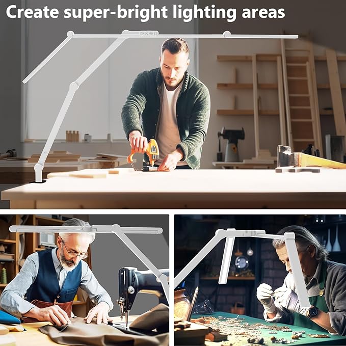 36W Ultra Bright Architect Desk Lamp with Clamp, Tall Overhead Rotatable Led Desk Light for Home Office, 47Inch Long Adjustable Monitor Light Bar with Remote for Computer Screen Desktop Table - Bloomnest
