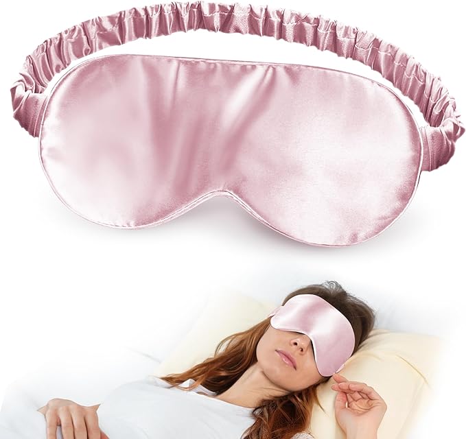 SilkDream 100% Mulberry Silk Sleep Mask Eye Mask for Sleeping 22 Momme Nature 6A Real Silk Gifts for Women&Men Pink