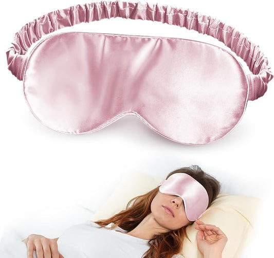 SilkDream 100% Mulberry Silk Sleep Mask Eye Mask for Sleeping 22 Momme Nature 6A Real Silk Gifts for Women&Men Pink