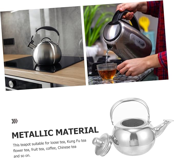 Thickened Stainless Steel Tea Kettle with Fine Mesh Strainer Small Teapot for Home Brewing Loose Leaf Tea Easy Pour Handle Household Water Kettle