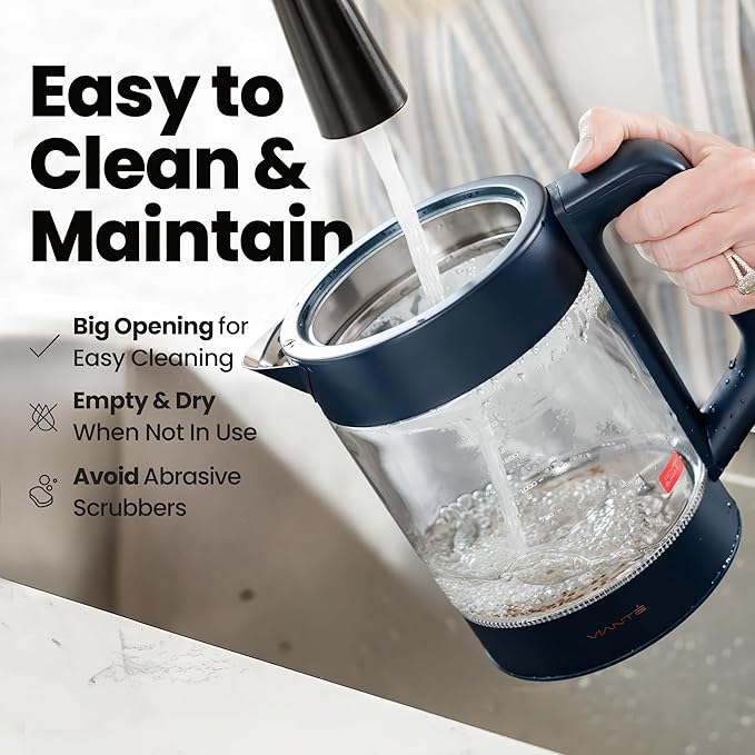 Vianté Electric Kettle With Infuser For Loose Leaf Tea. Hot Tea Maker With Temperature Control And Automatic Shut Off. Kettle With Brewing Programs. 1.5 Liters Capacity | Midnight Blue Color - Bloomnest