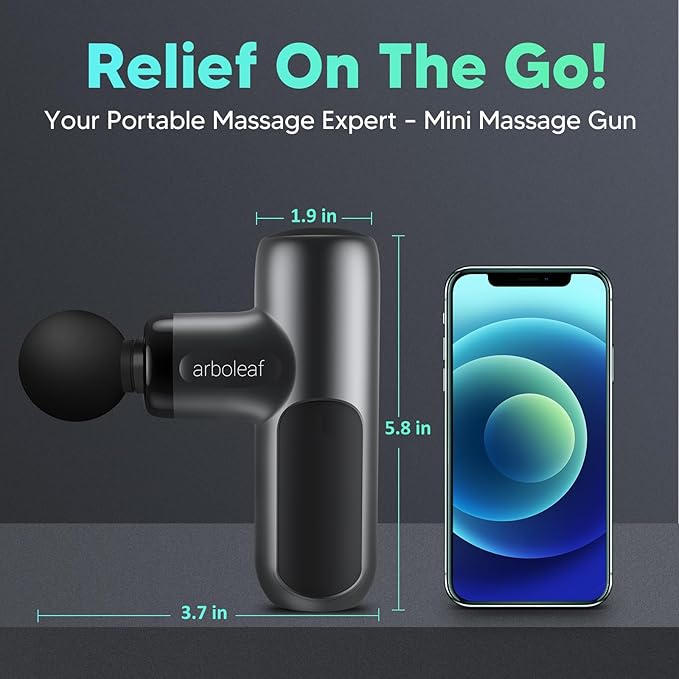 arboleaf Mini Massage Gun Deep Tissue, Percussion Muscle Massager for Back Pain Relief, Portable Small Travel Size, Quiet Massager, Gifts for Woman Man - Bloomnest