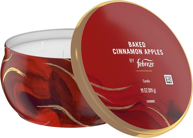 Febreze Scented Candle, Baked Cinnamon Apples Scent, 11 oz 4 Wick Candle, Single Pack - Bloomnest
