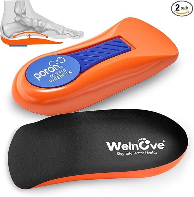 Plantar Fasciitis Heel Support Inserts - Welnove Premium Arch Support Heel Cushion Cups for Heel Pain Heels Spur Achilles Tendonitis - Orthotic Shoe Insert for Women's 6-9, Men's 5-8 (1 Pair) - Bloomnest