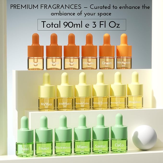 Hotel Fragrance Diffuser Oil | Gift Set | Inspired by Luxury 5-Star Hotels | Aromatherapy Diffuser Oil | Notes of Nile Breeze, My Way, Hotel and More, Total 18 Essential Oils for Home - Bloomnest