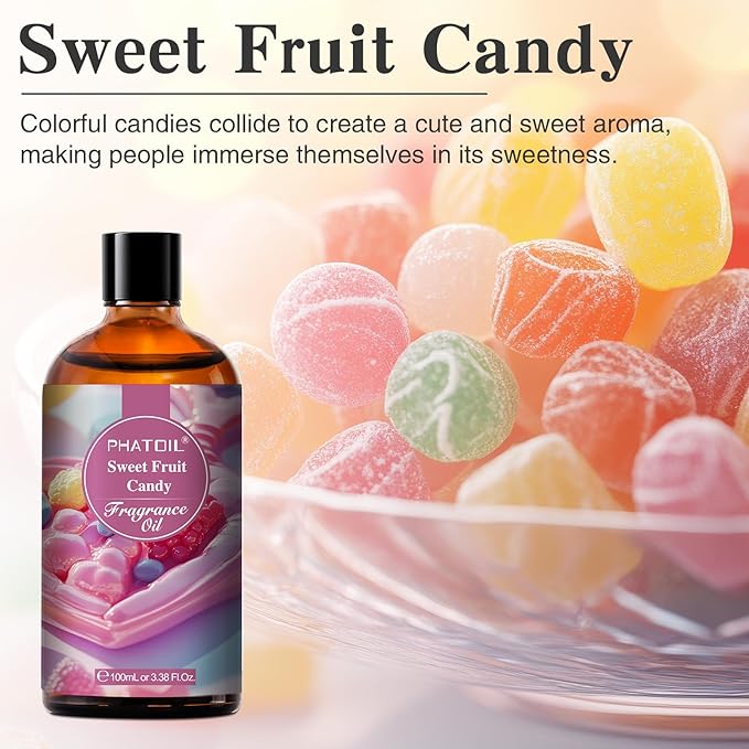 PHATOIL 3.38FL.OZ Sweet Fruit Candy Fragrance Oils for Aromatherapy, Essential Oils for Diffusers for Home, Perfect for Diffuser, Yoga, Skin Care, DIY Candle and Soap Making - 100ml - Bloomnest
