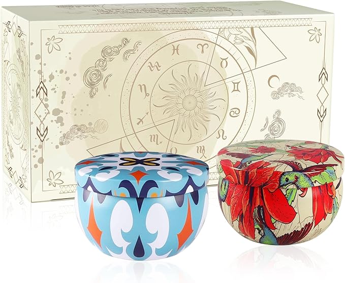 2 Pack Round Jar Scented Candles - Lavender and Jasmine Scents for Home Scented Candles, Eliminate Odors, Relieve Stress, Long Burning Soy Wax Women's Gift Set. - Bloomnest
