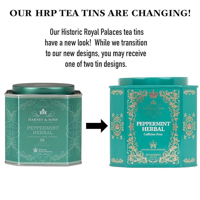 Harney & Sons Peppermint Herbal Tea in Sachets, Caffeine-Free Herbal, 30 Sachets (Pack of 2) - Bloomnest