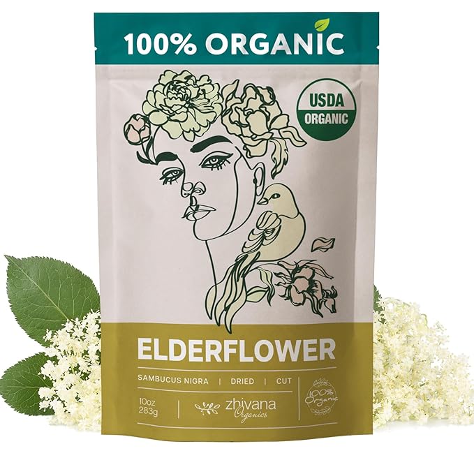 Elderflower Tea (10oz.) - Organic Dried Elderflowers - Elder Flowers Dried Herbs, Te de Sauco, Flor De Sauco Organico - Respiratory Tea - Great for Allergy - Bloomnest