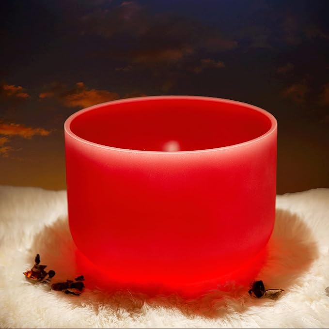 ALIOTH 6“ Red C Note Crystal Singing Bowl Root Chakra with Suede Mallet for Meditation, Yoga, Chakra Healing & Sound Therapy - Bloomnest