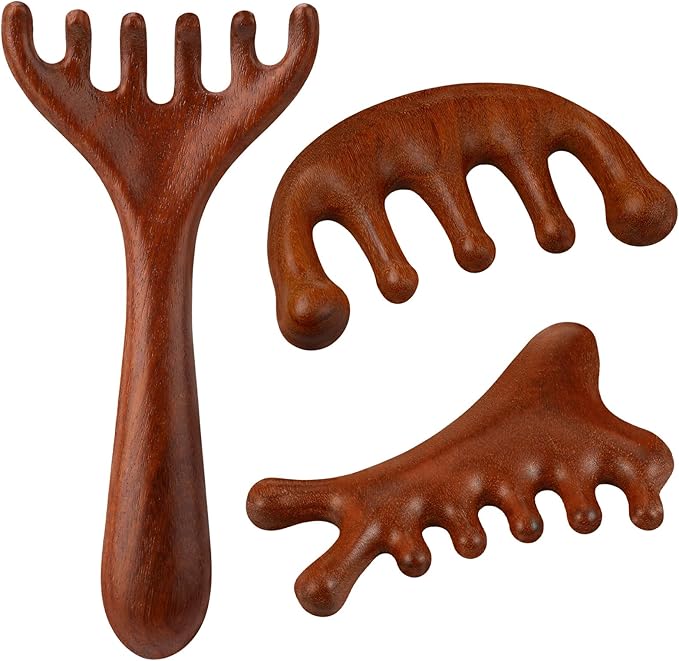 ProSuites 3 Pack Scalp Massager Hair Growth,Wooden Gua Sha Head Massage Tool for Hair Growth, Soothing and Relaxing ProSuites