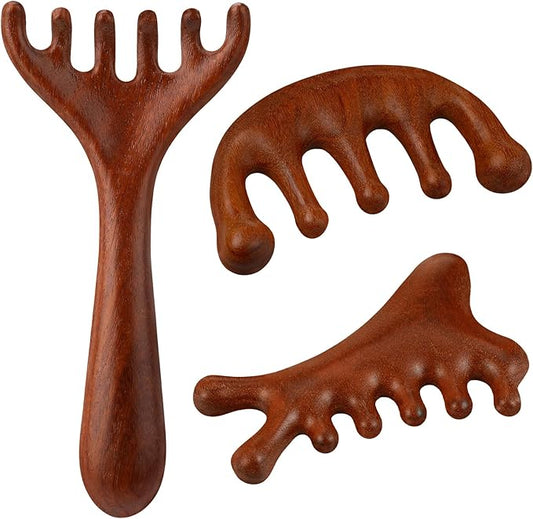 ProSuites 3 Pack Scalp Massager Hair Growth,Wooden Gua Sha Head Massage Tool for Hair Growth, Soothing and Relaxing ProSuites