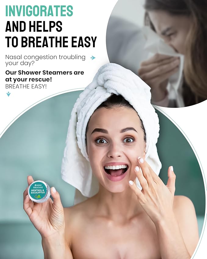 Shower Steamers Aromatherapy 15 Pack, Menthol & Eucalyptus Shower Bombs with Natural Essential Oils, Quick Relief Nasal Congestion, Relaxation & Self Care Gifts for Women & Men - Bloomnest