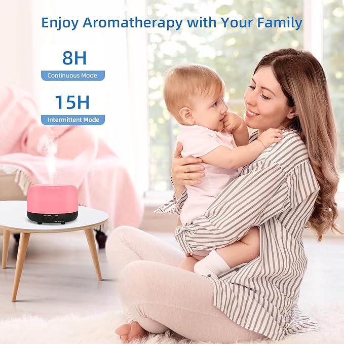 300ML Essential Oil Diffuser, Electric Ultrasonic Aromatherapy Air Humidifier vaporiser, Aroma Diffuser with Remote Control 7 LED Light Colors Waterless Auto-Off. - Bloomnest