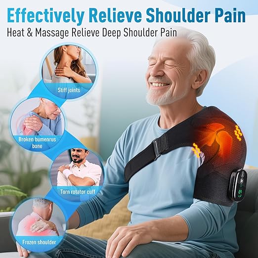 Heating Pad for Shoulder, Eligible Heated Shoulder Wrap with Massage for Men & Women,Heated Shoulder Brace with Vibration for Rotator Cuff Relief - Bloomnest