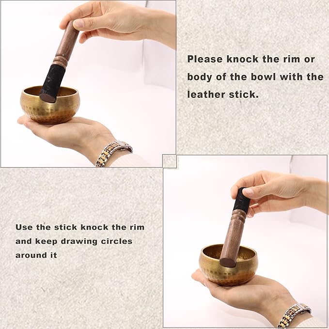Tibetan Singing Bowls Set, Singing Bowls, Meditation Sound Bowl Handcrafted in Nepal, For Yoga, Meditation, Mindfulness, Healing & Chakra balancing - Bloomnest