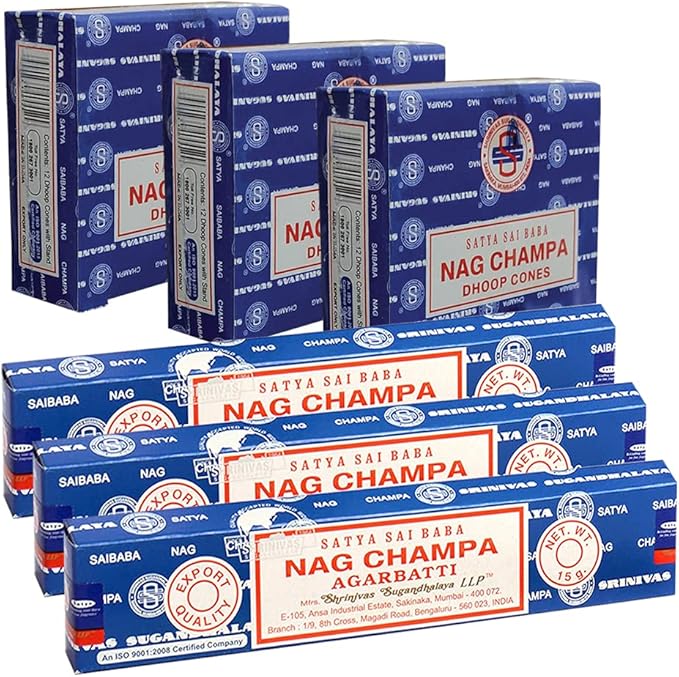 Nag Champa Incense Sticks and Nagchampa Incense Cone Variety Pack Bundle Insence-Sticks Insence Insense Insiensos