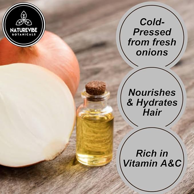 Naturevibe Botanicals Onion Oil 32 oz – 100% Pure Cold-Pressed Nourishing Hair & Skin Oil | Sulfur-Rich for Stronger Hair Growth & Scalp Health - Bloomnest
