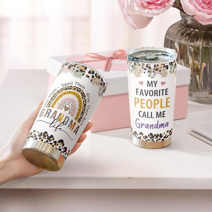 Macorner Grandma Gifts - Stainless Steel Tumbler 20oz for Women - Birthday Christmas Mothers Day Gift for Mom Nana Mimi From Daughter Son Grandkids - Best Grandma Ever - Bloomnest