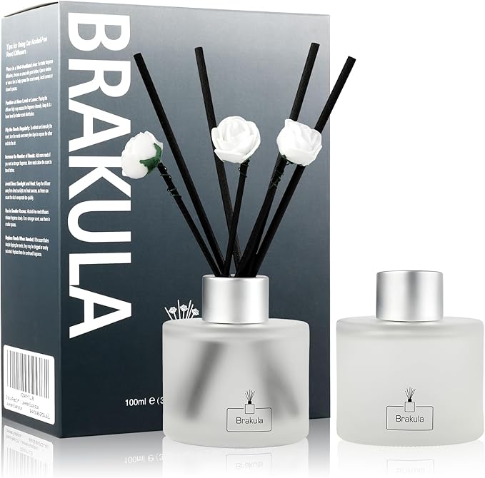 Brakula 2 Pack Reed Diffuser Set, Lavender Eucalyptus Scented, Home Fragrance with 14 Sticks Bathroom Decor, Reed diffusers for Home 6.76 fl oz (Lavender Eucalyptus) - Bloomnest