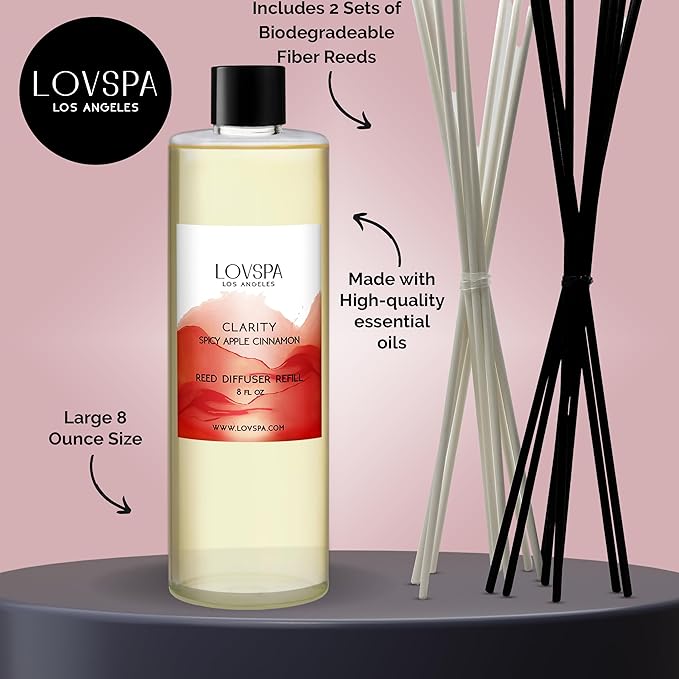 LOVSPA Clarity Spicy Apple Diffuser Oil - Fall Essential Oils for Diffuser Refill & Air Freshener Room Spray - Long-Lasting & Natural Home Fragrance, Scented Oil for Diffusers, USA Made, 8 oz - Bloomnest
